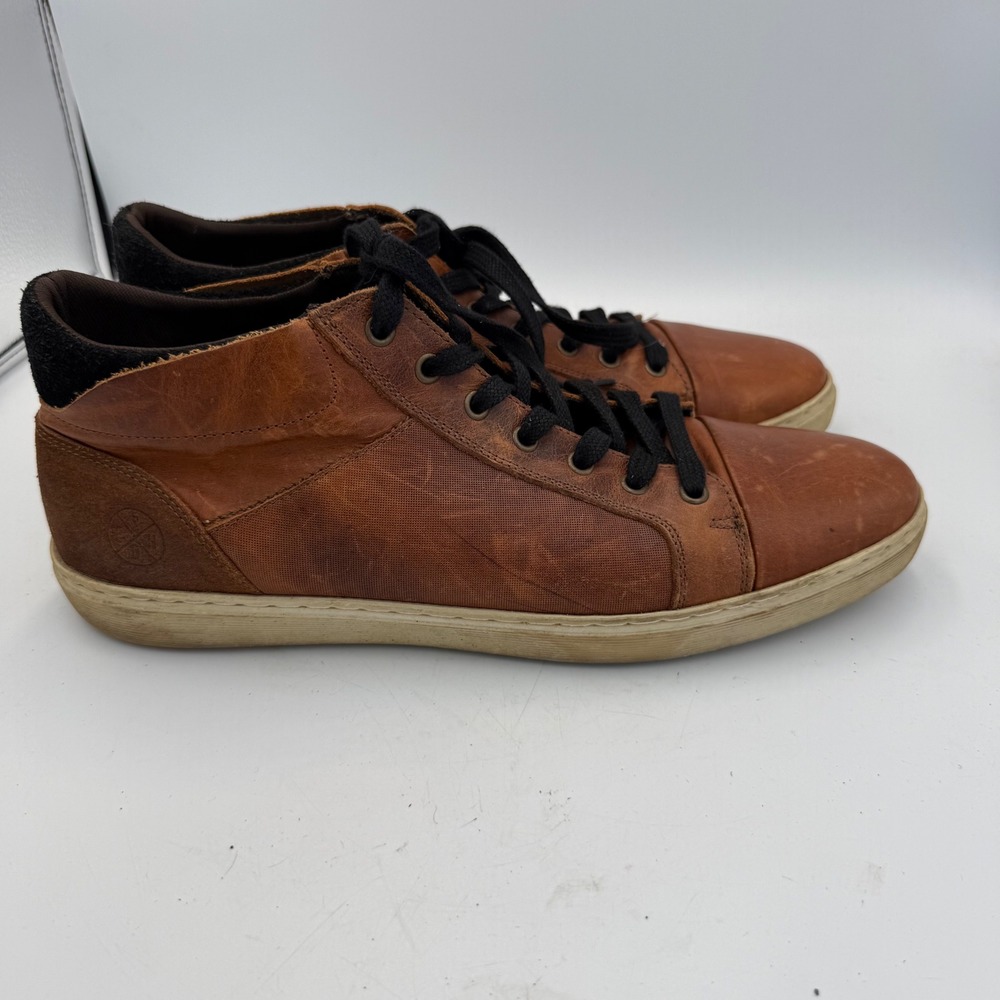 Bullboxer Marcone Mens Brown Leather Mid Top Sneakers Size 12 Made in Portugal